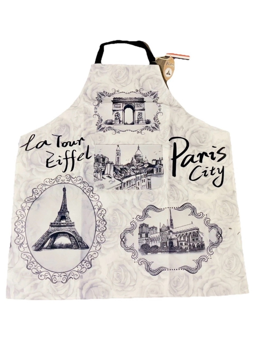 Paris Apron Eiffel Tower France Monuments Black White Abstract Made in France